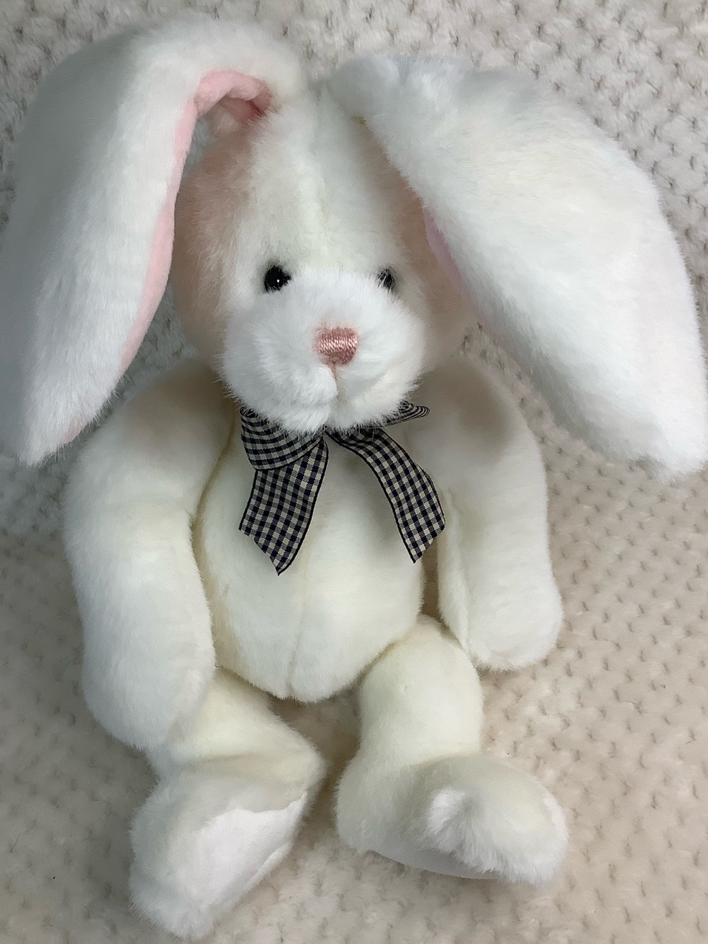 Gund Ruby Bunny Rabbit Plush with Pink Ears and Checkered Bow Stuffed Animal Toy
